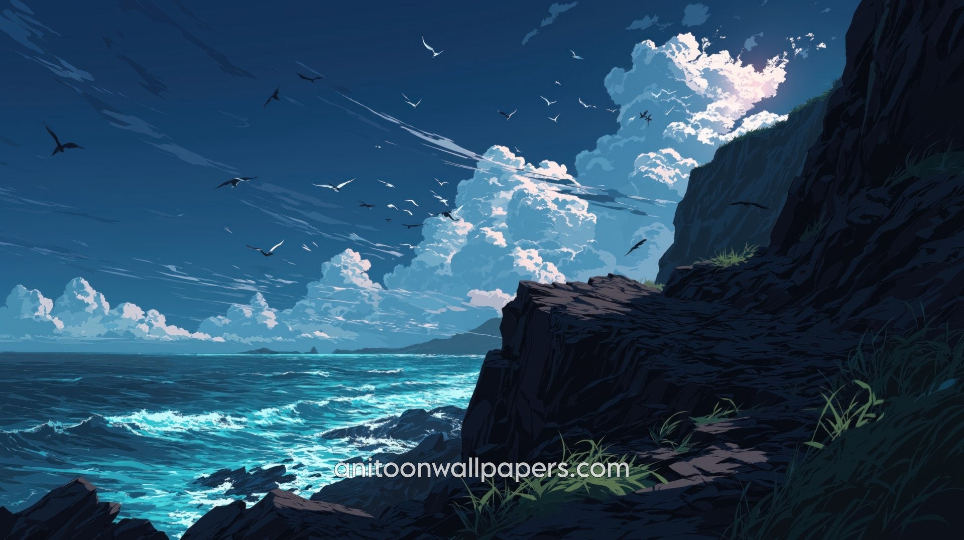 Beautiful Scenery Desktop Wallpaper - Ocean Rocks #06