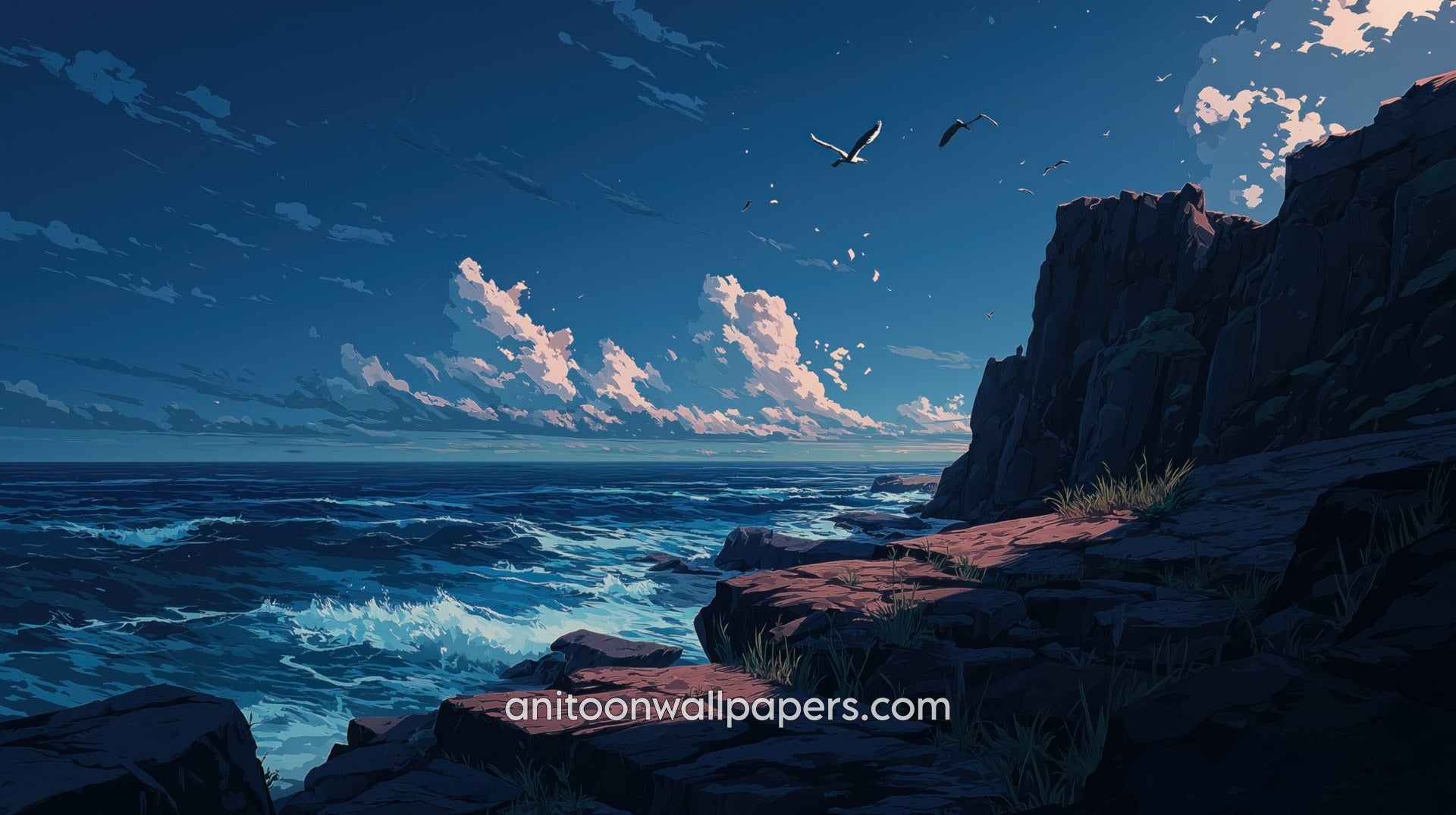 Beautiful Scenery Desktop Wallpaper - Coastal Cliffs with Birds #12