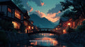 Beautiful Scenery Desktop Wallpaper - Mountain Village Sunset #17
