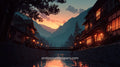 Beautiful Scenery Desktop Wallpaper - Mountain Village Dusk #18