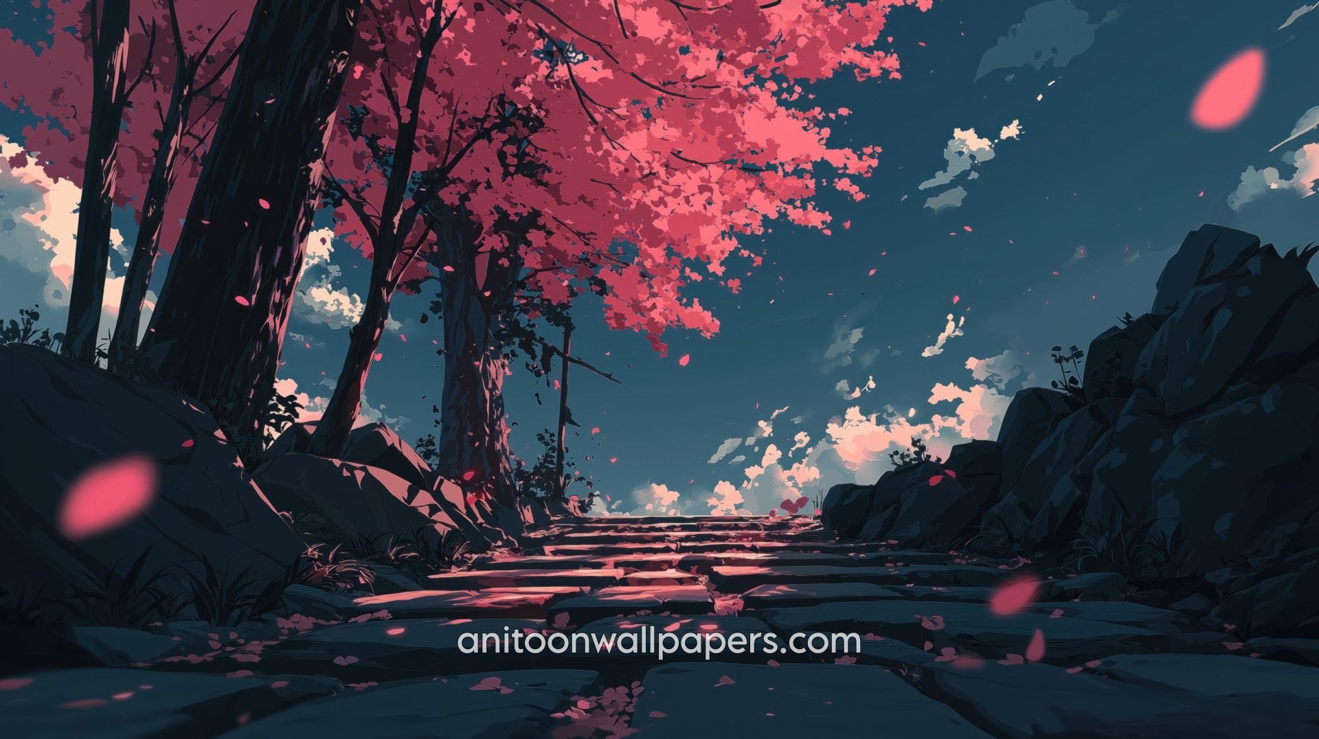 Beautiful Scenery Desktop Wallpaper - Cherry Blossom Night Path #28