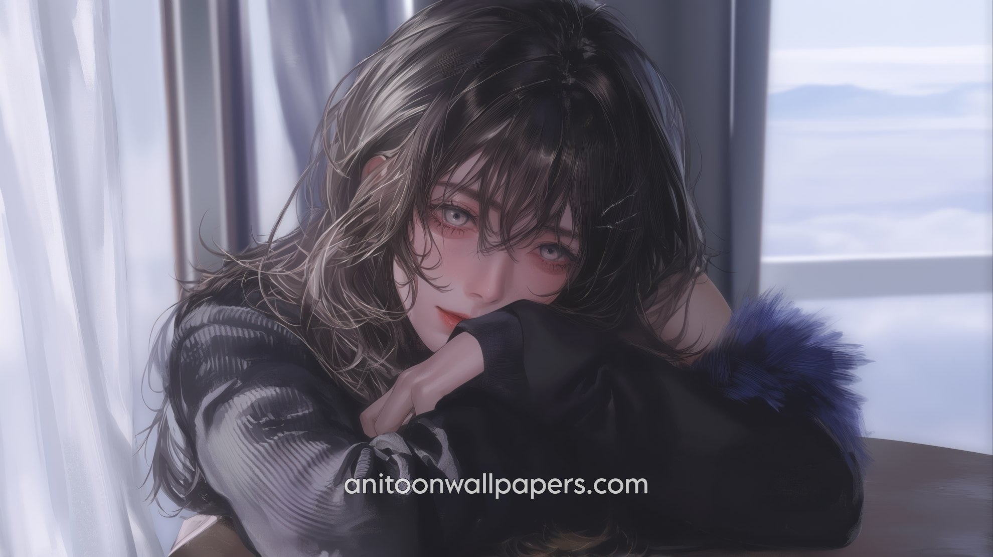 Anime Girl Desktop Wallpaper - Resting on Jacket by a Daylight Window #51