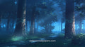 Anime Desktop Wallpaper - Rune-Marked Trees & Blue Mist Night Forest #63