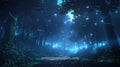 Anime Desktop Wallpaper - Blue Light Rays Through Forest Canopy at Night #70