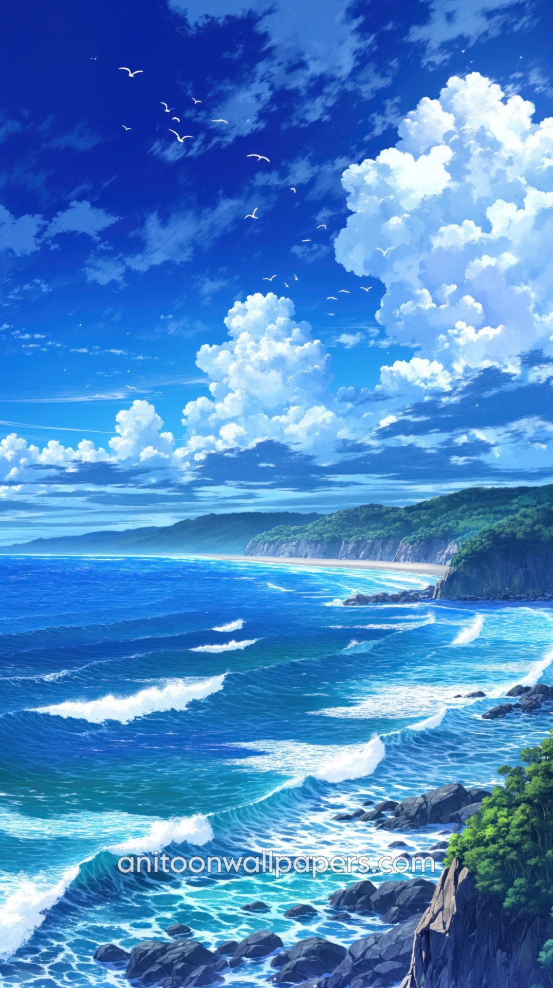 Beautiful Scenery Phone Wallpaper - Ocean Waves #04