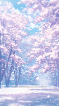 Anime Cherry Blossom Avenue Phone Wallpaper - Sunlit Glow & Soft Pink Trees #34
