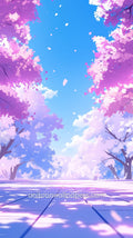 Anime Cherry Blossom Phone Wallpaper - Open Plaza & Big Blue Sky #37