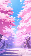 Anime Cherry Blossom Phone Wallpaper - Pink Corridor & Ancient Twisted Trees #39