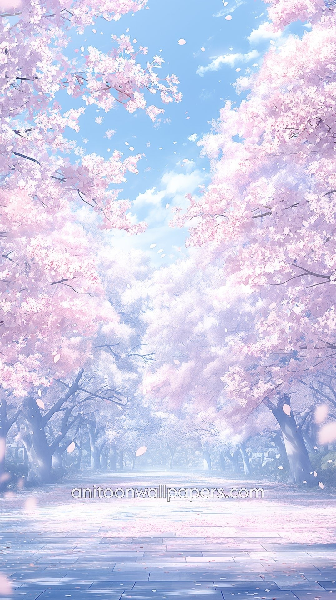 Anime Cherry Blossom Phone Wallpaper - Soft White Pink Mist Avenue #41