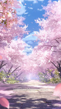 Anime Cherry Blossom Phone Wallpaper - Soft Pink Wide Avenue & Green Undergrowth #43